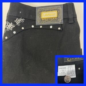 Vintage Lawman Western  Womens Jeans Rhinestone Studded/embroidered Black 11/12
